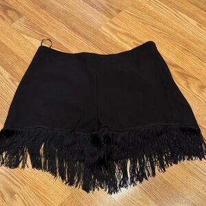 Sincerely Jules Black High Waist Fringe Shorts